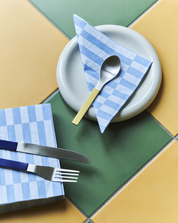 Hay Pattern Napkins-Set of 20 Lunch-Light blue and dusty blue pillar strip