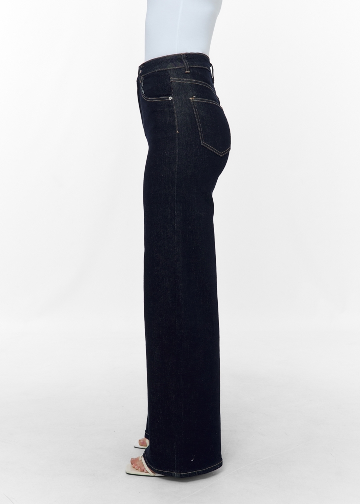 Wide leg stretch jeans marine blauw