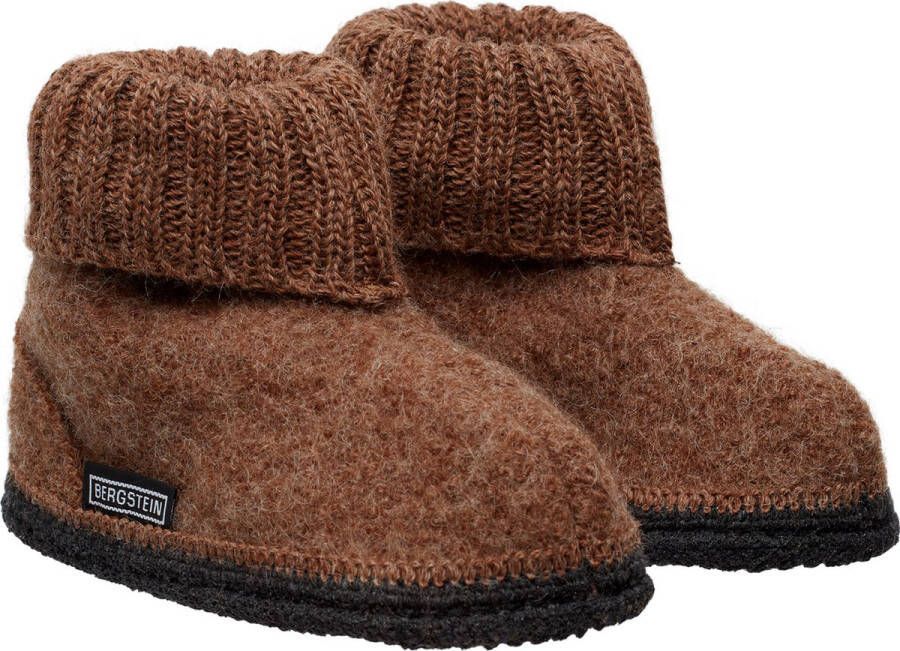 Bergstein Cozy Sloffen Pantoffels voor en kinderen 100% Zuiver sc wol Brown