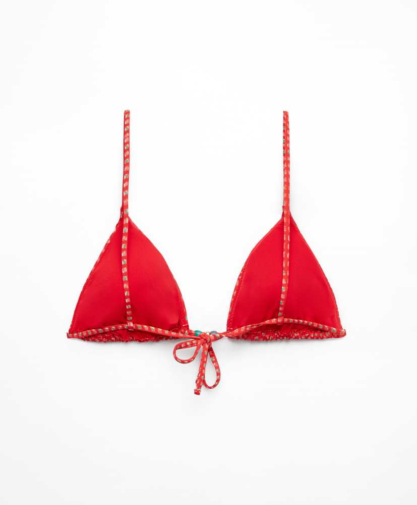 Top de biquíni triangular estampado