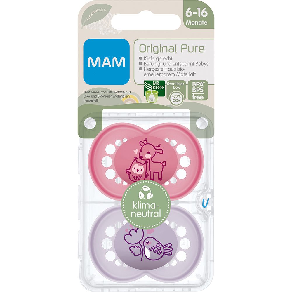 MAM Original Pure Silikonschnuller 6-16 Monate (Farbe/Motiv nicht wählbar)