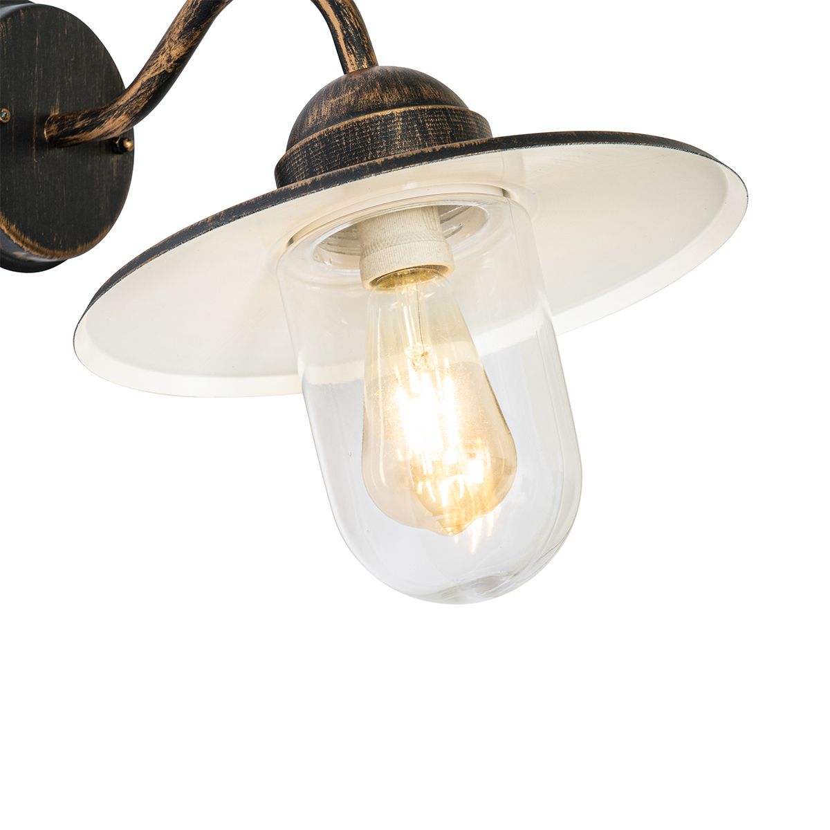 Landelijke buiten wandlamp antiek goud IP44 - Kansas