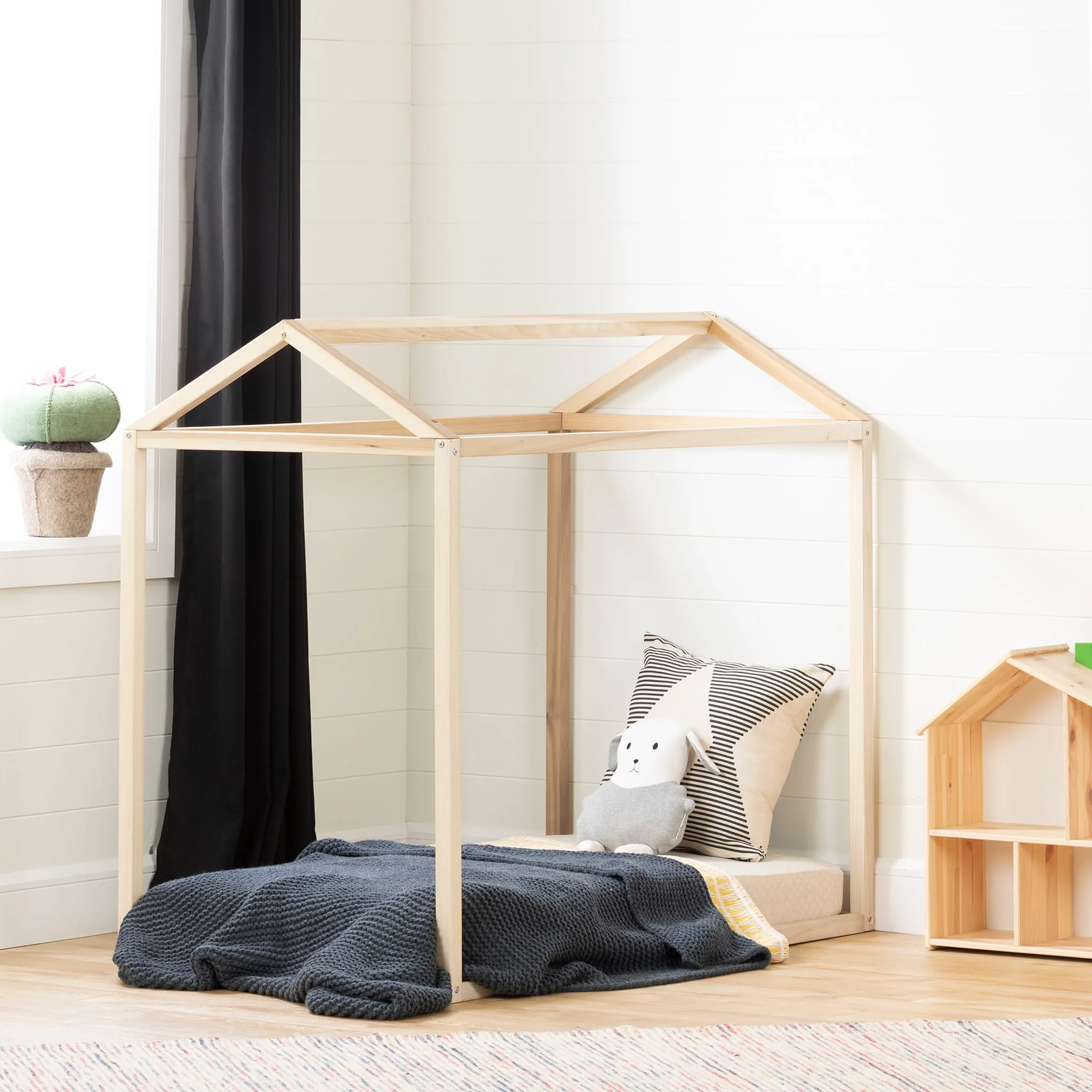 South Shore Lit Maison pour Bébé Lit de Transition Sweedi - Bois naturel
