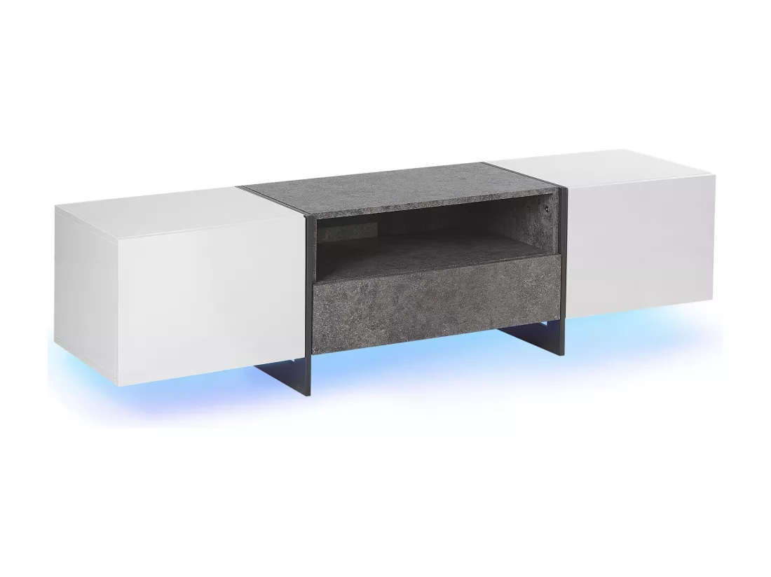Meuble TV LED RUSSEL Effet béton gris