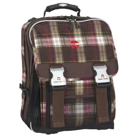 Take it Easy Schulrucksack Mailand Plaid braun/pink