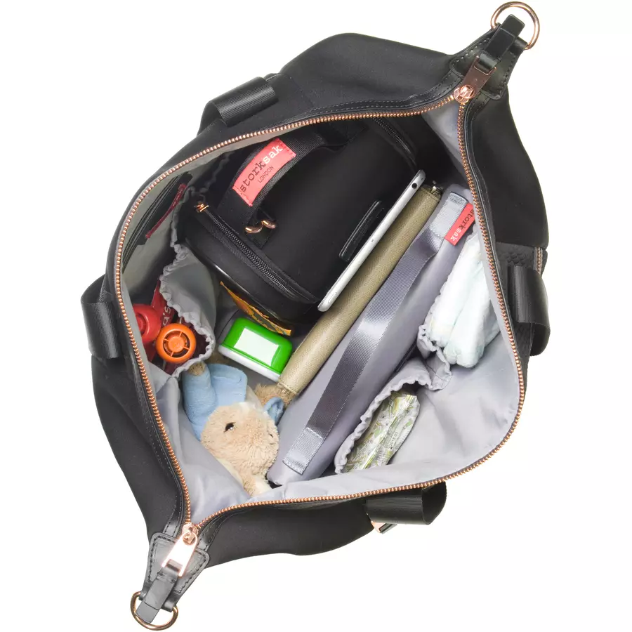 storksak Wickeltasche Stevie Luxe Black Scuba - schwarz