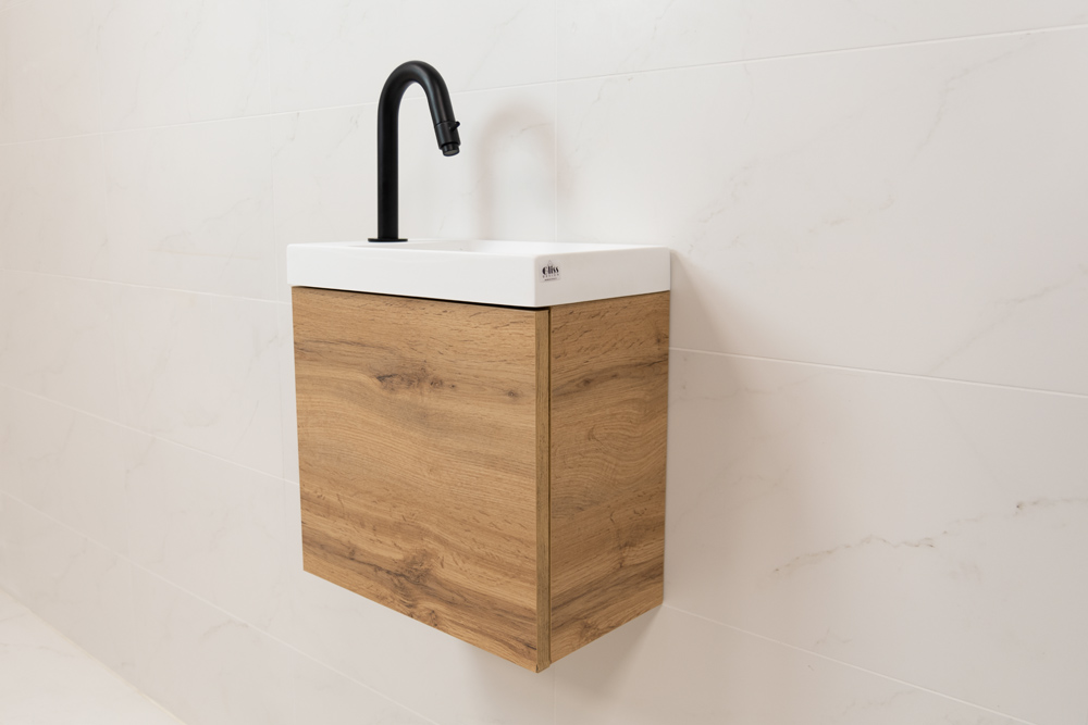 Sanigoods Minimo fontein met kraangat 40x22cm wit mat
