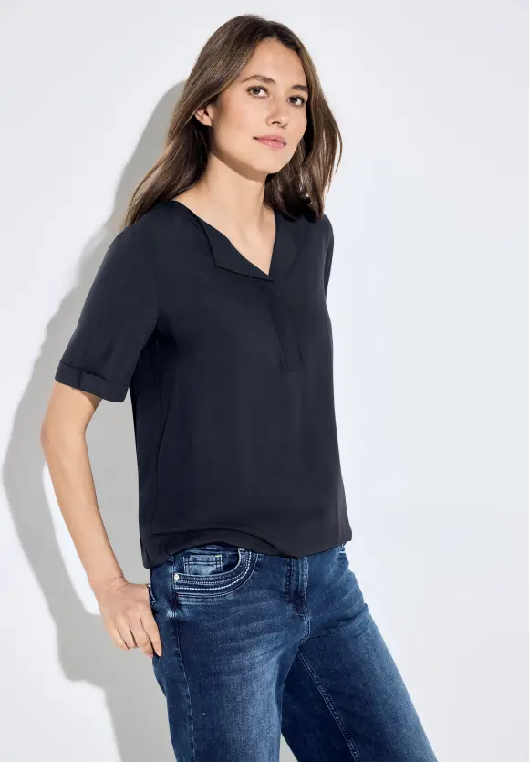 Bluse mit Klappkragen - universal blue