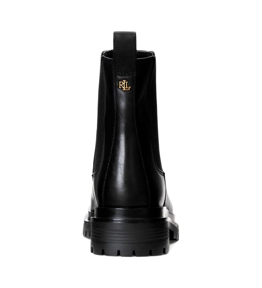 Botas de tornozelo Ralph Lauren Corinne em couro preto