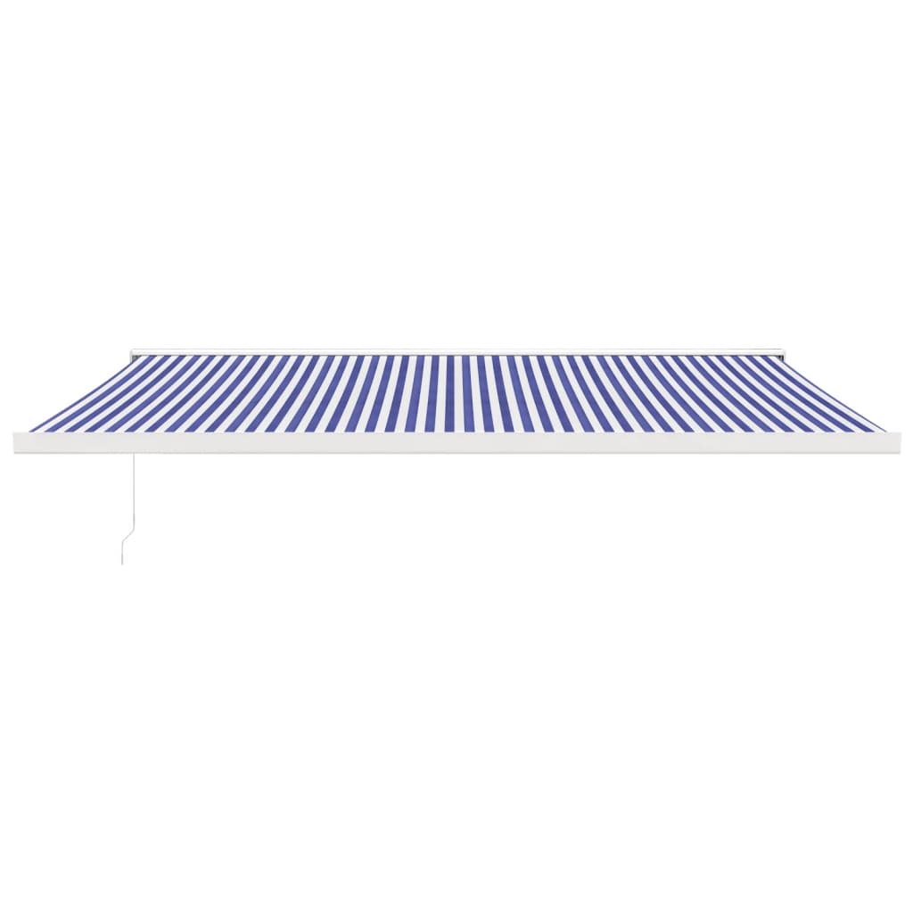 Auvent rétractable bleu et blanc 5x3 m tissu et aluminium