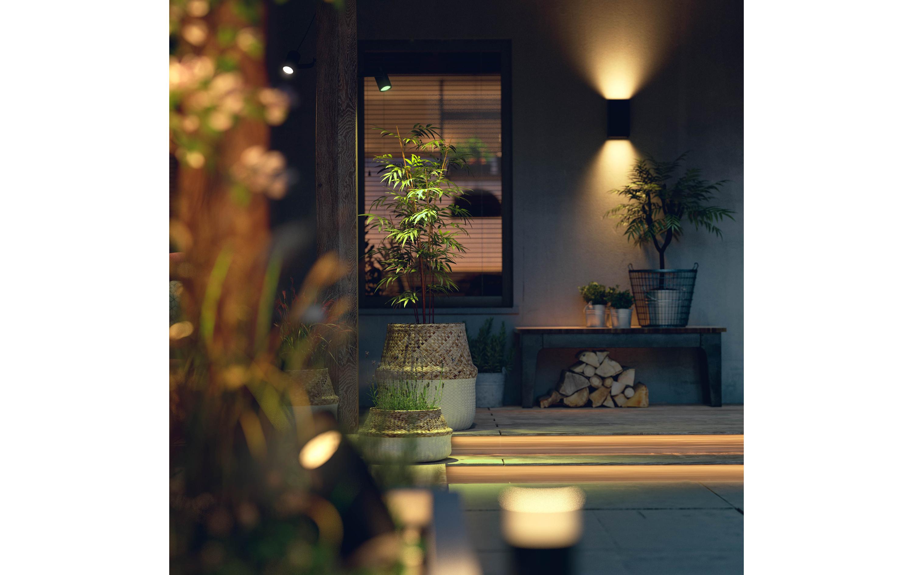 White & Color Ambiance Outdoor Resonate Wandleuchte Schwarz<br>Aussenleuchte Resonate Hue WACA, Schwarz