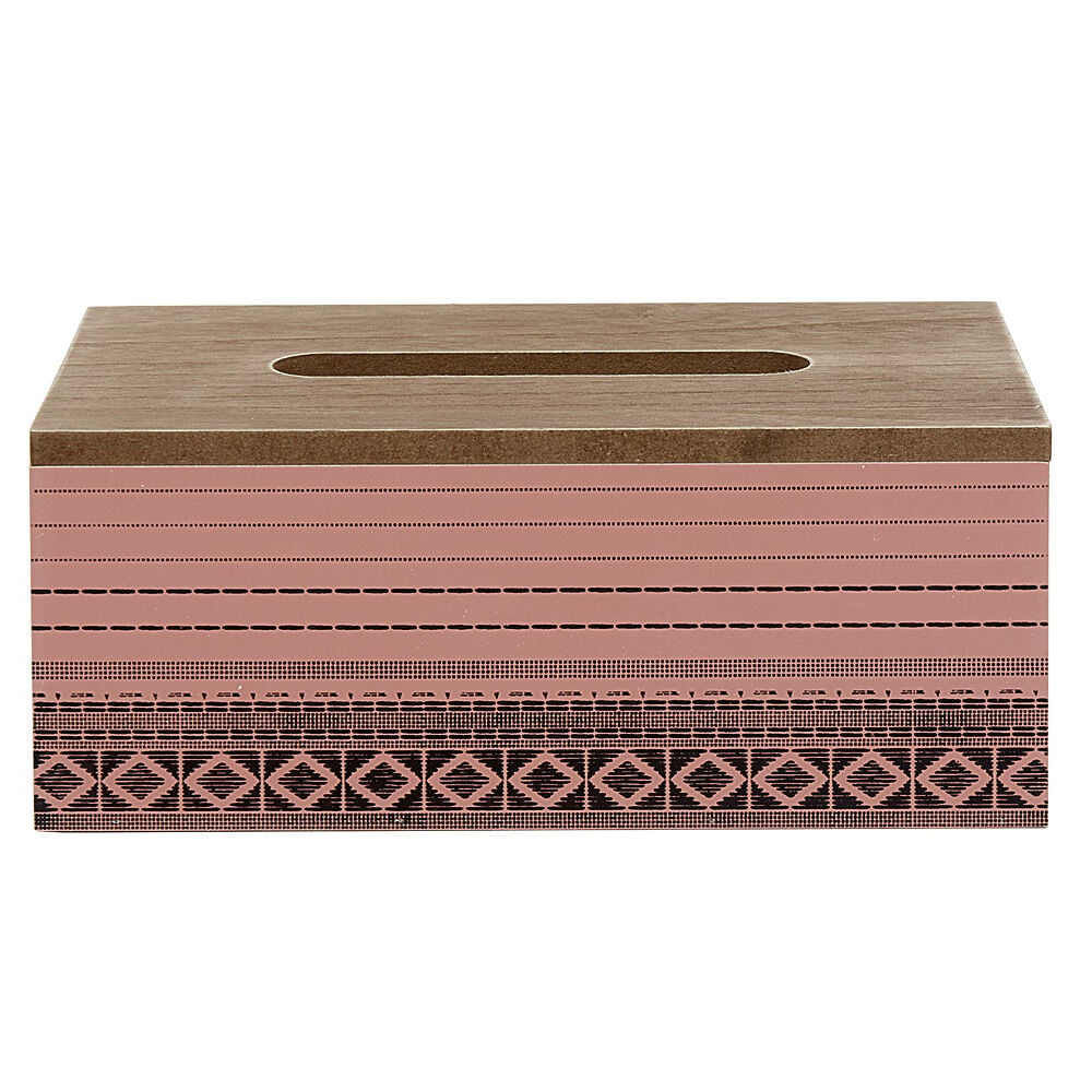 Boîte à mouchoirs motif ethnique ligne rose et noir