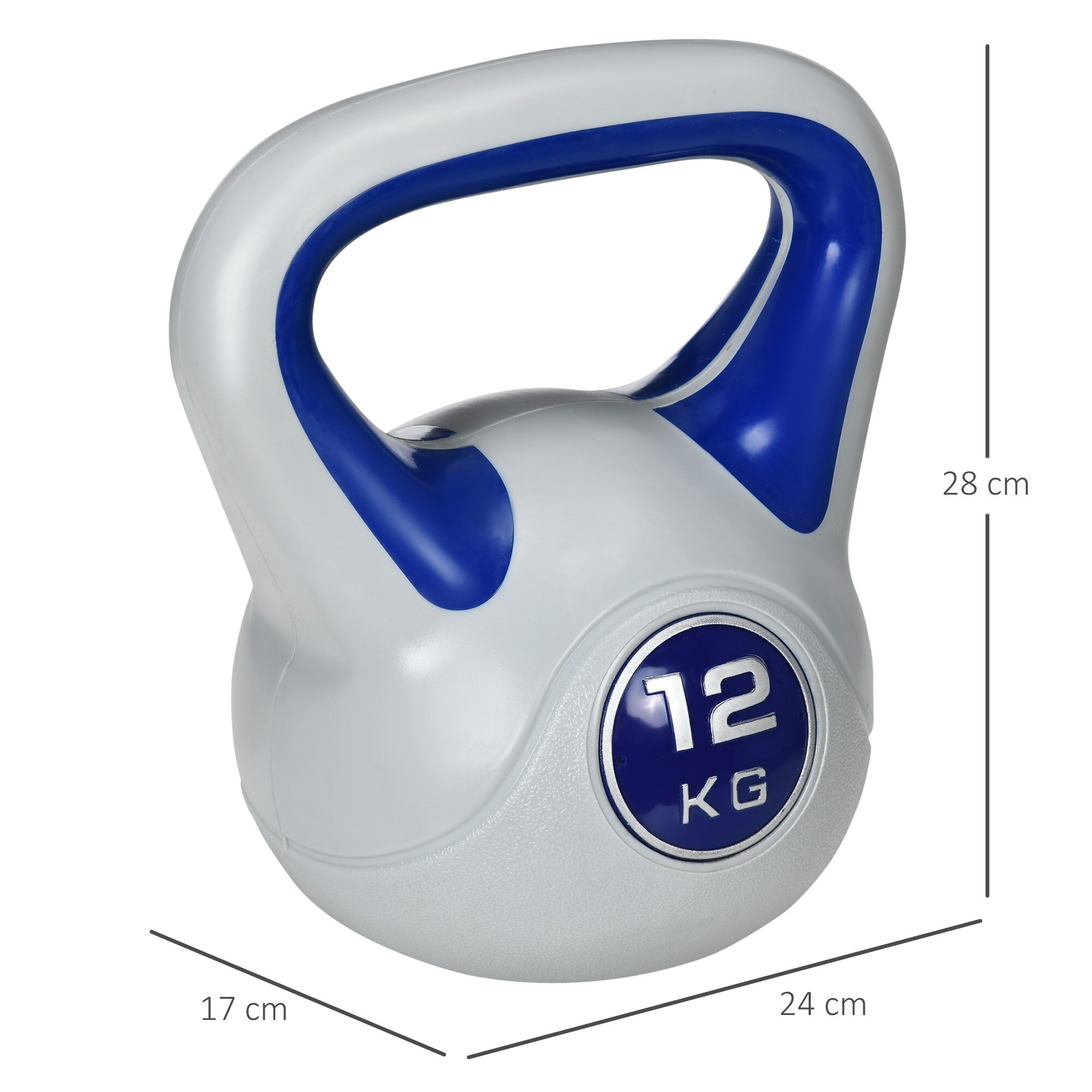 SPORTNOW Kettlebell mit Griff blau 24L x 17B x 28H cm
