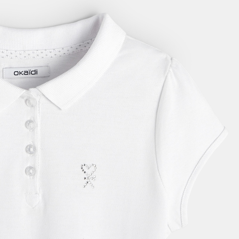 Polo uni blanc fille