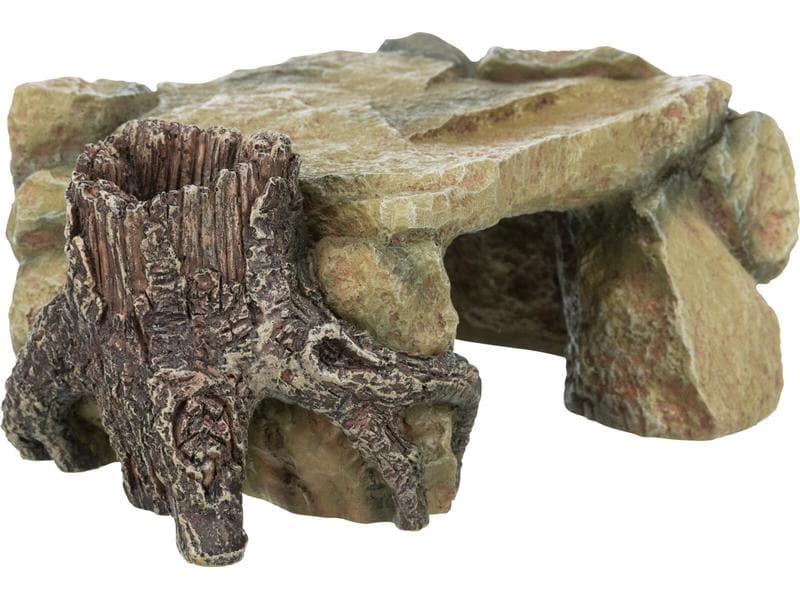 Trixie Höhle Felsplateau mit Baumstamm 25 cm Höhle zur Gestaltung von Versteck- und Rückzugsmöglichkeiten