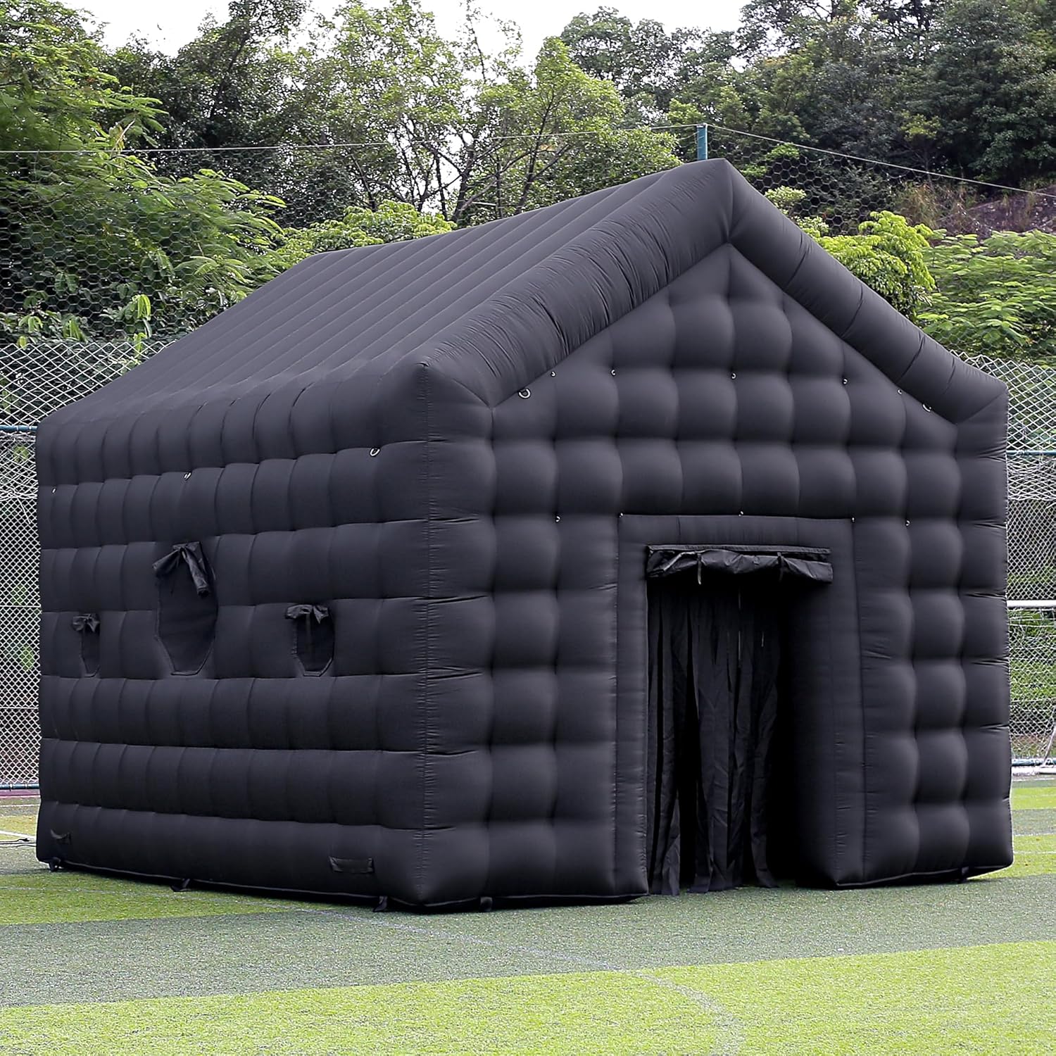 SAYOK Aufblasbares Disco-Zelt 5.4m Nightclub Party Cube Zelt Großes tragbares Veranstaltungshaus mit Logo-Bereich für Geburtstag, Schulveranstaltungen, Hinterhof-Party, Vermietung Geschäft (Black)