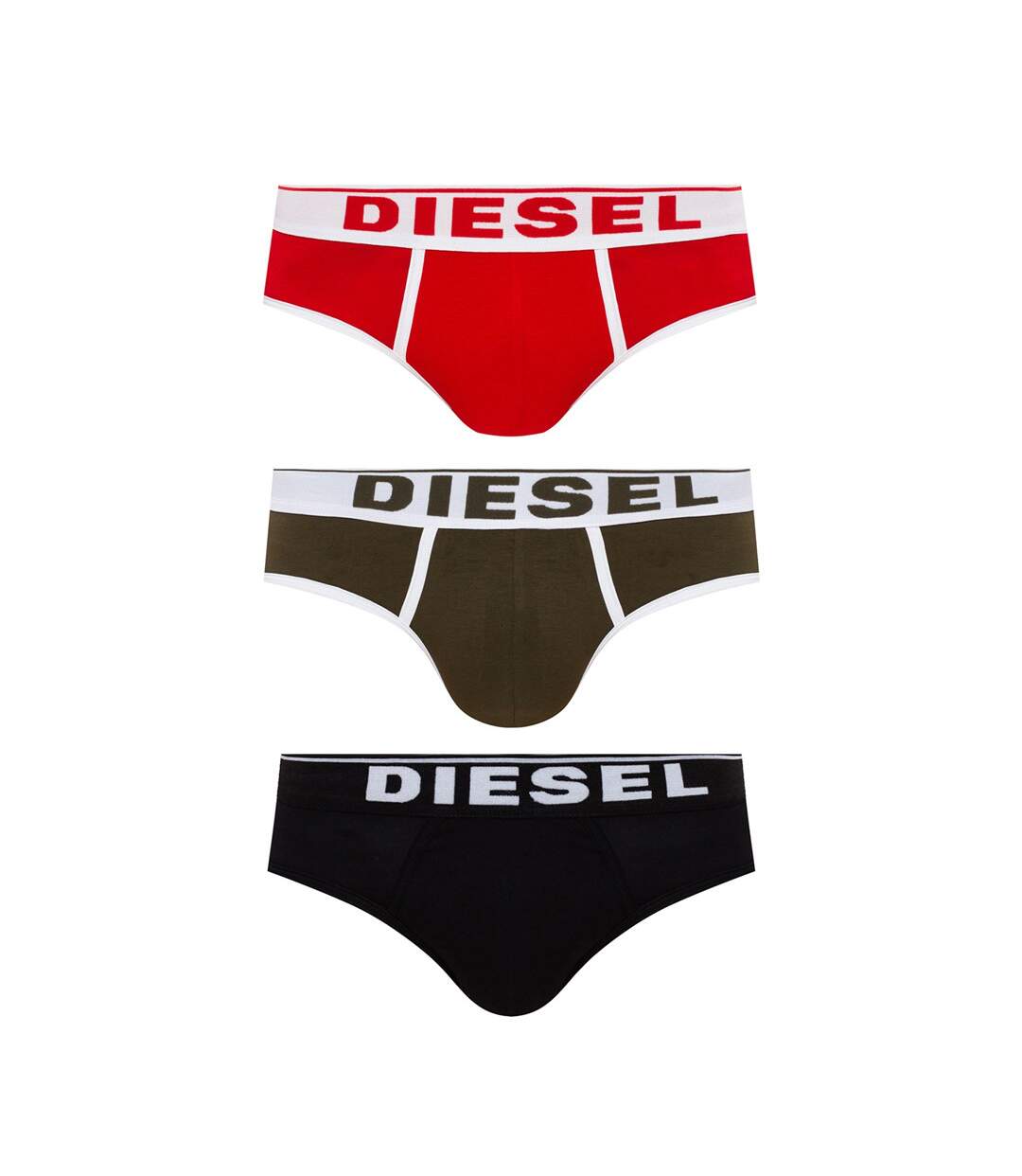 x3 Slip Noir/Rouge/Kaki Homme Diesel Andre
