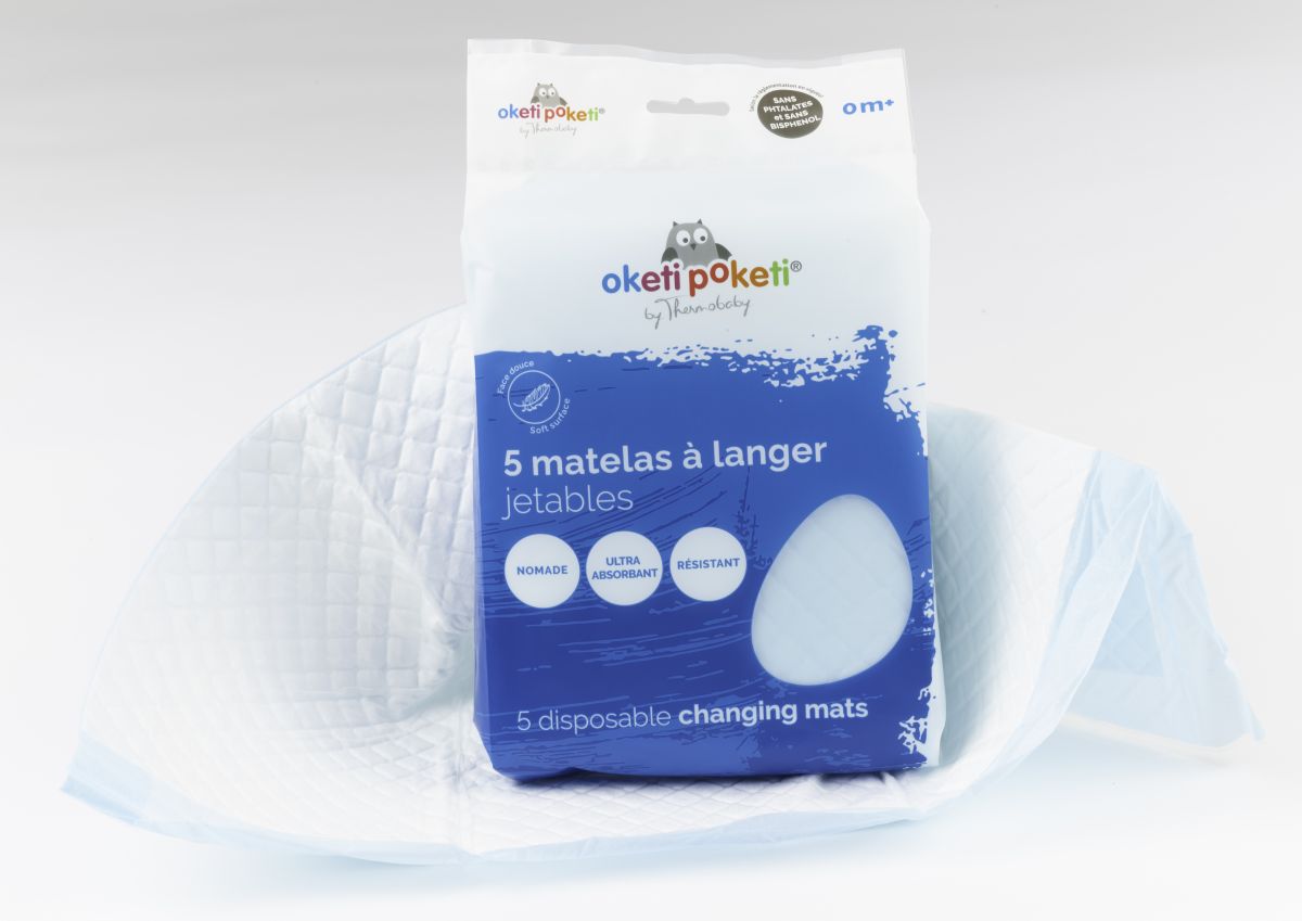 5 MATELAS A LANGER JETABLES - Blanc