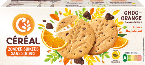 Céréal Sans Sucres Biscuits Sablés Saveur Choc-Orange 132g