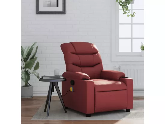 Fauteuil massant inclinable Rouge bordeaux Similicuir