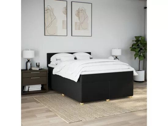 Sommier à lattes de lit avec matelas Noir 140x190 cm Tissu