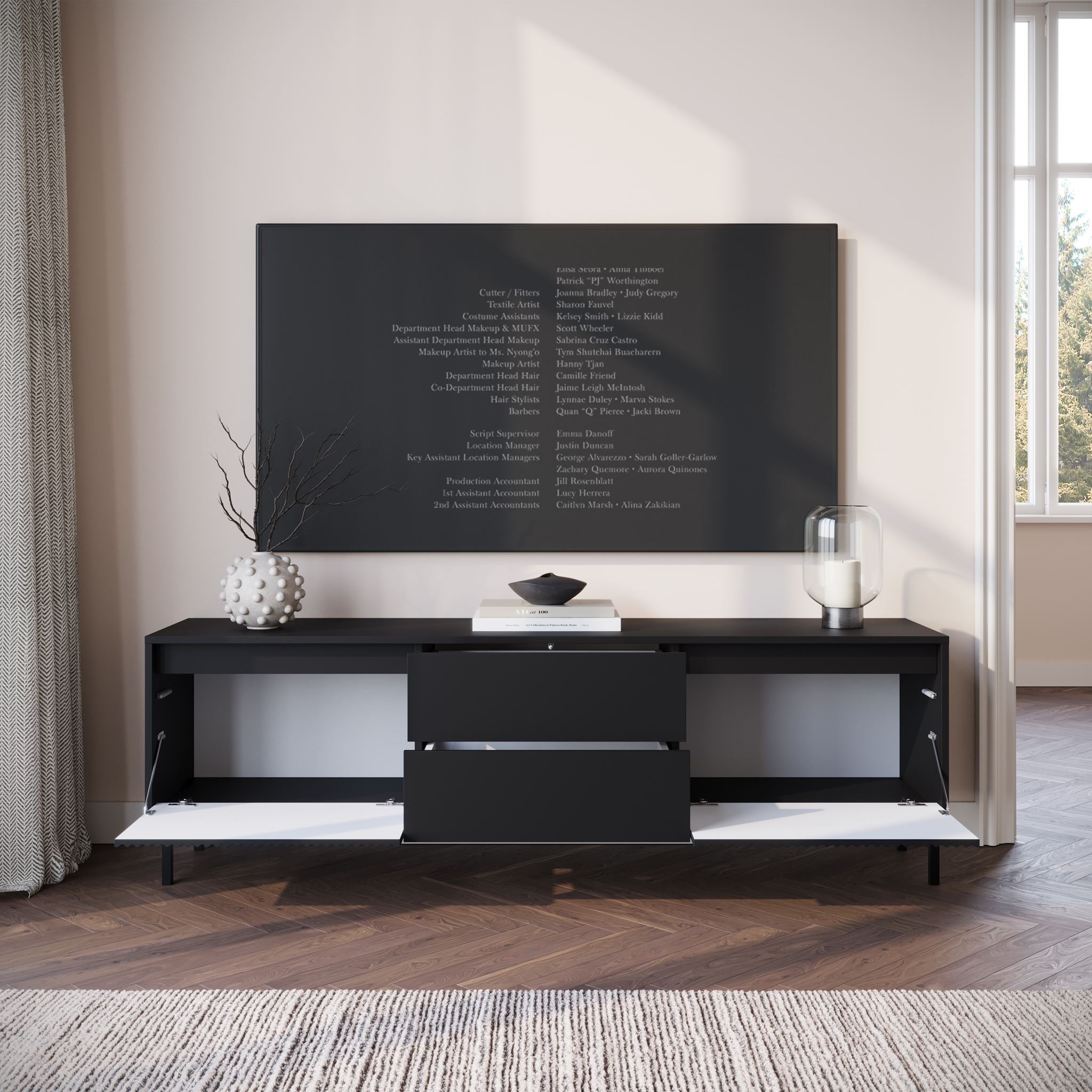 Meubella - TV-Meubel Orvana 2 - Zwart - 174 cm