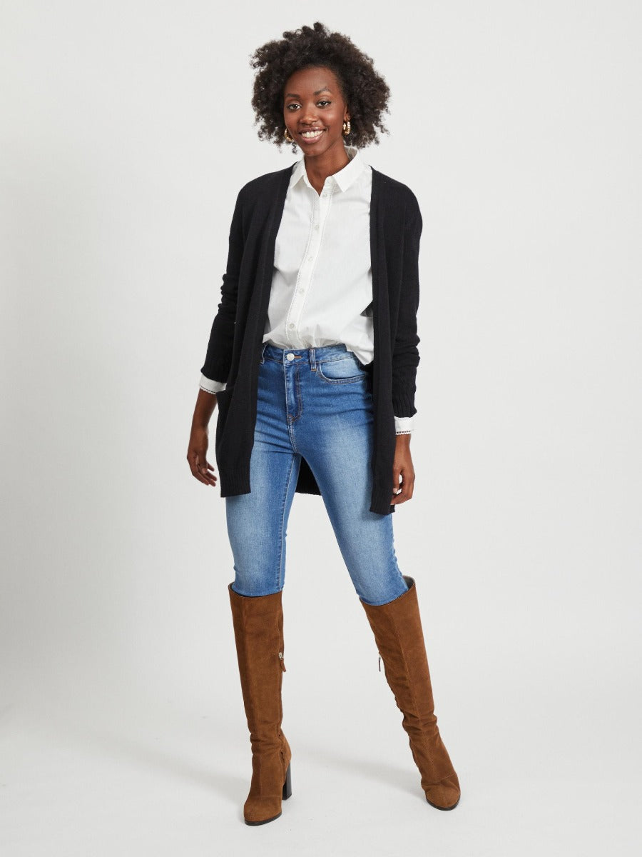Vila  Viril l/s open knit cardigan-noos - sort