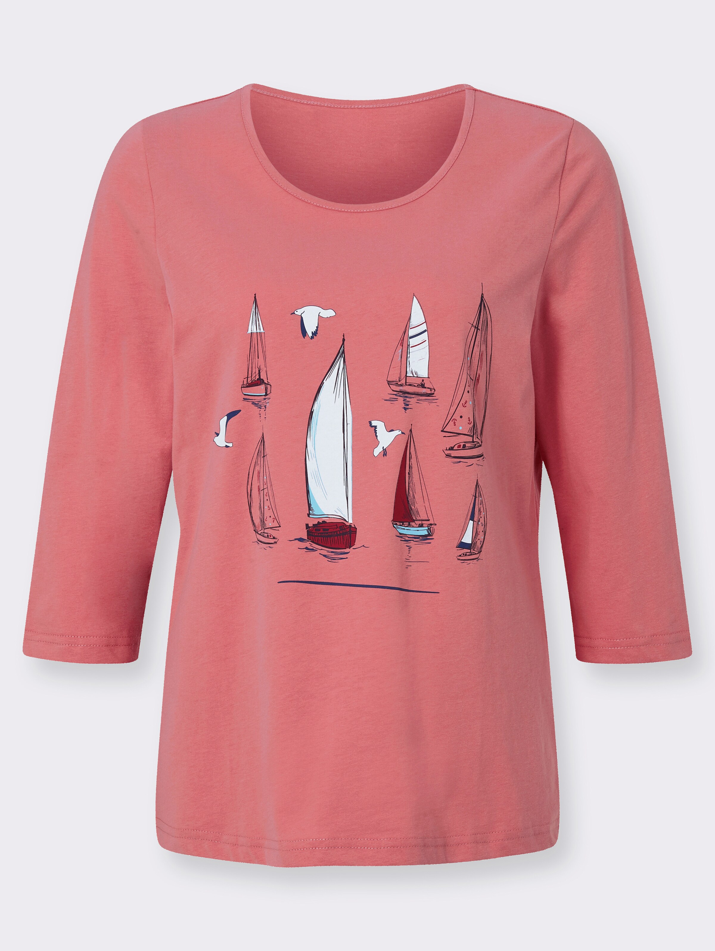 34-Arm-Shirt mit maritimem Druckmuster