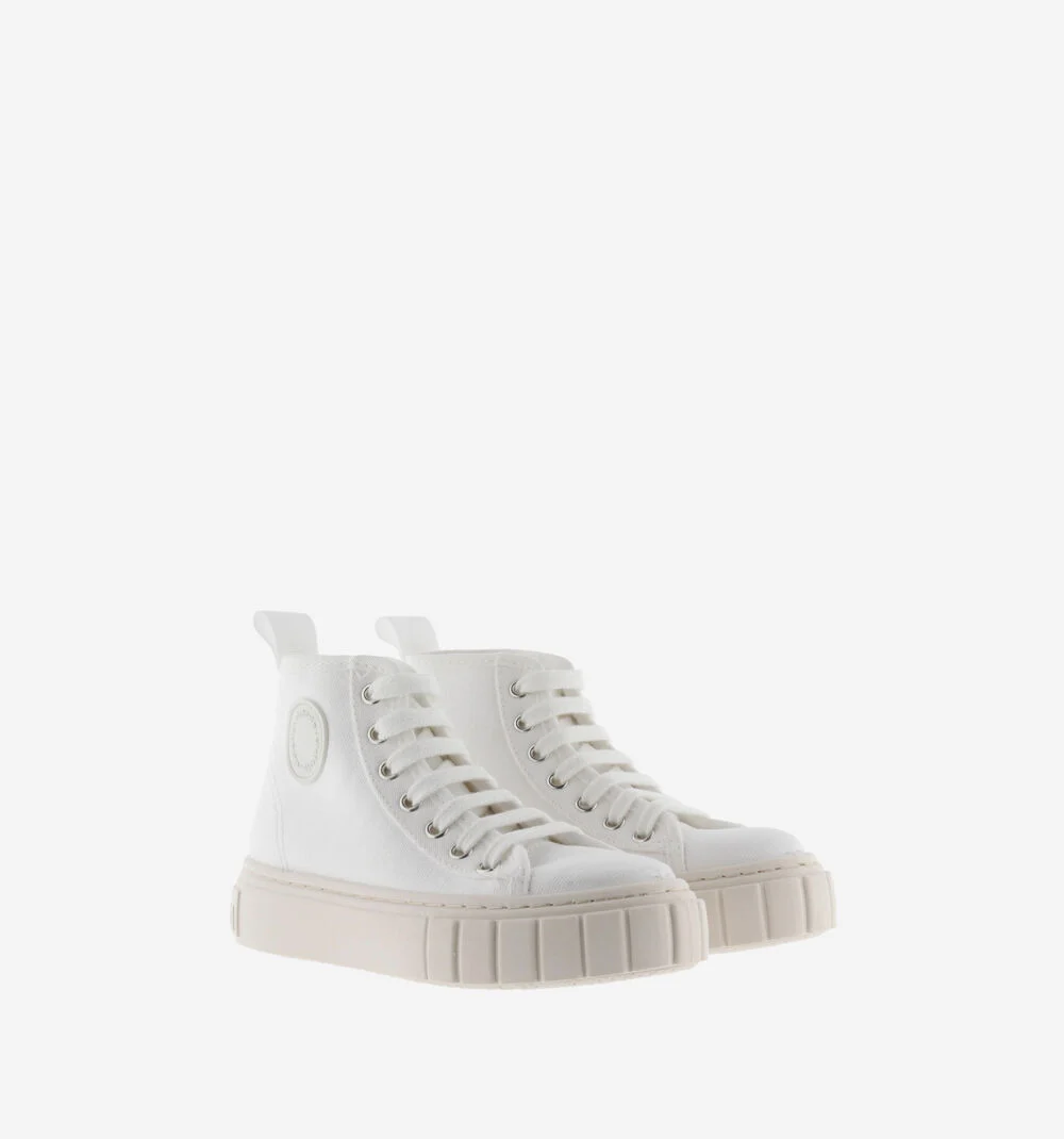ABRIL BOTTINE TOILE Baskets montantes en toile avec patch pour femme BLANCO