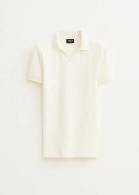Polo met structuur off-white (WIT.O)