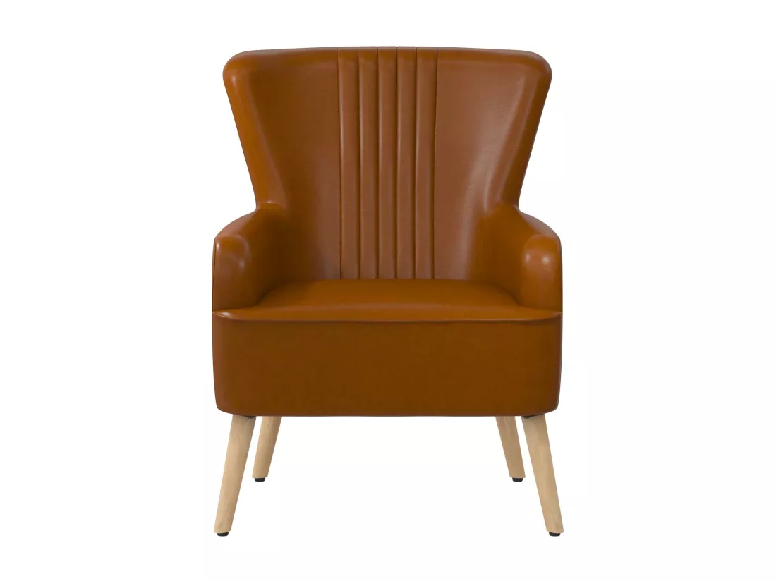 Wynn | Chaise d'appoint rembourrée en faux cuir camel