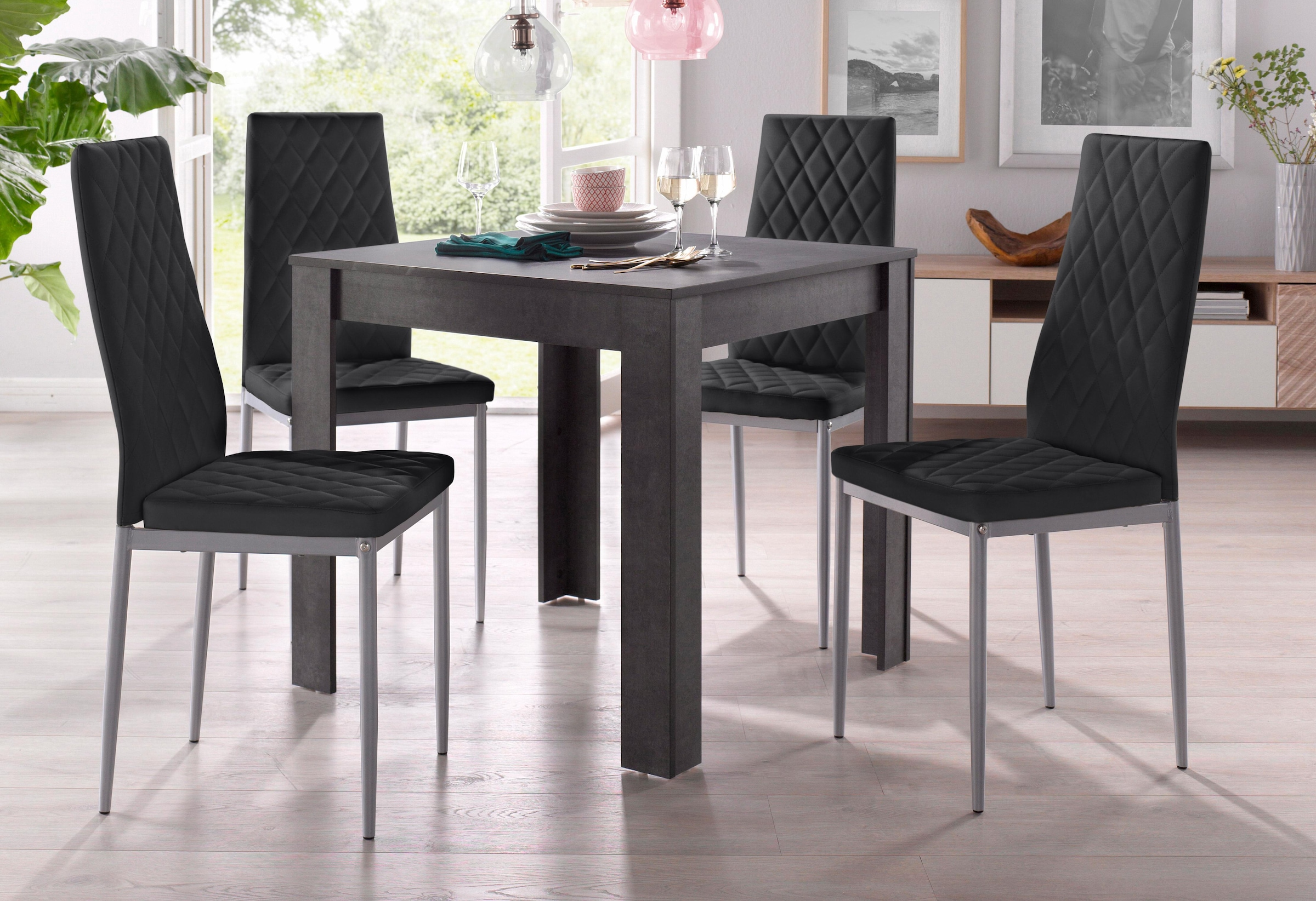 INOSIGN Essgruppe 5 Stk. tlg. mit Tisch in schieferfarben, Breite 80 cm