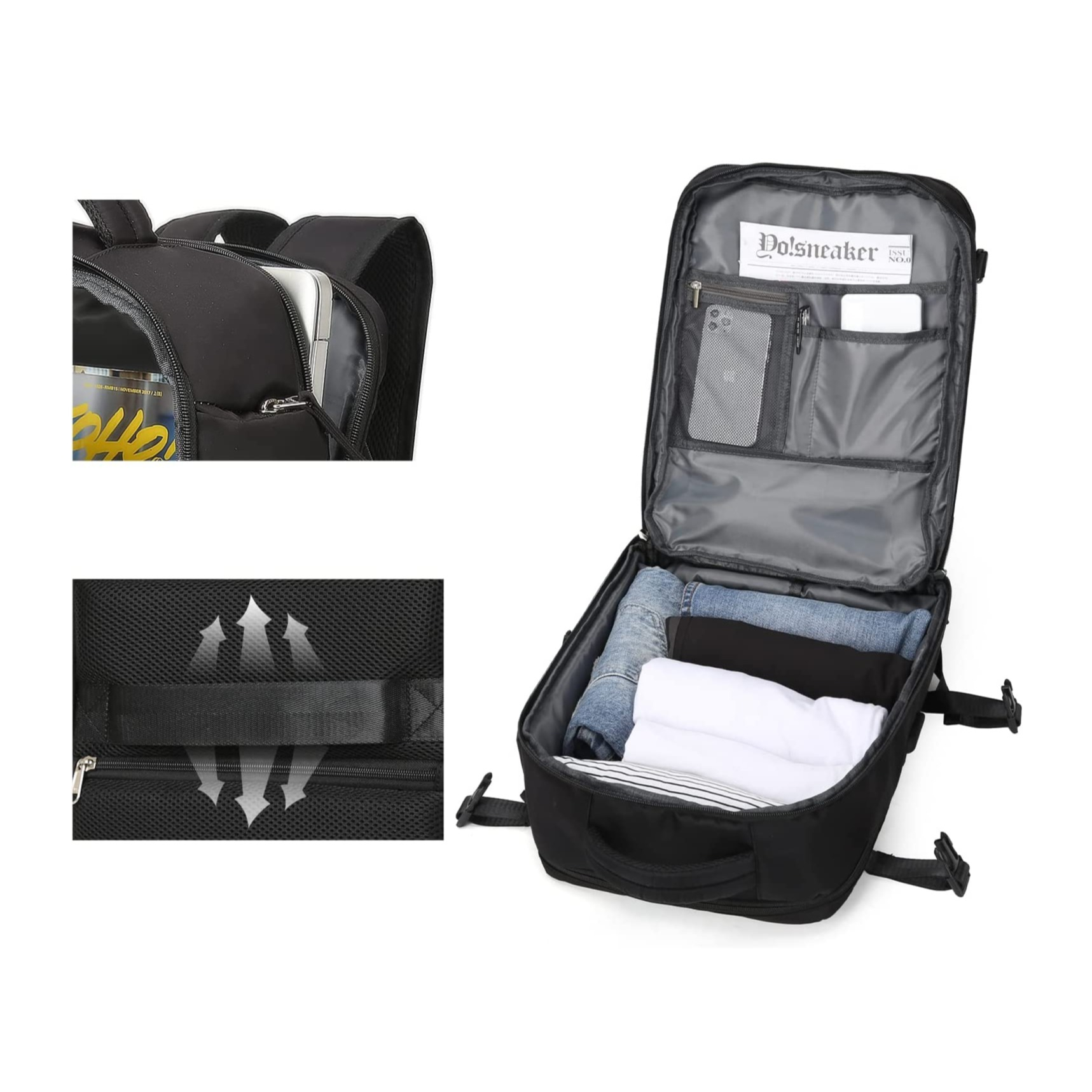 (31x45cm) Wasserabweisende Reise Tasche mit Schuh- / Nassfach / Laptop Fach bis 15.6