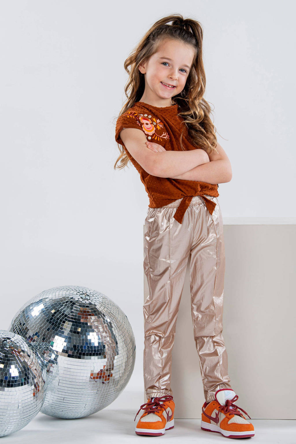 metallic tapered fit broek Bette rozegoud