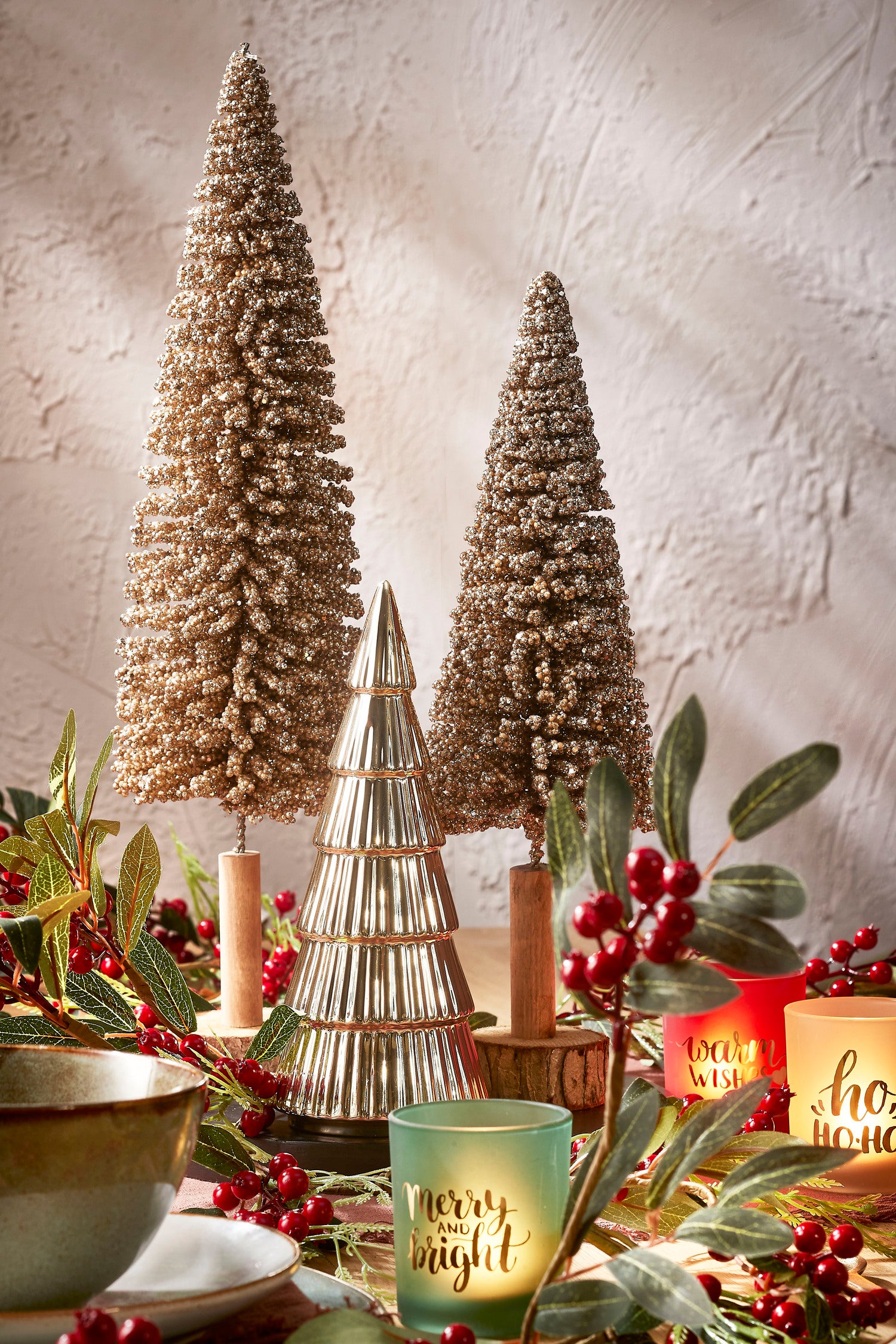 House of Seasons waxinelichthouder kerst D 7 H 8 cm 3 stuks