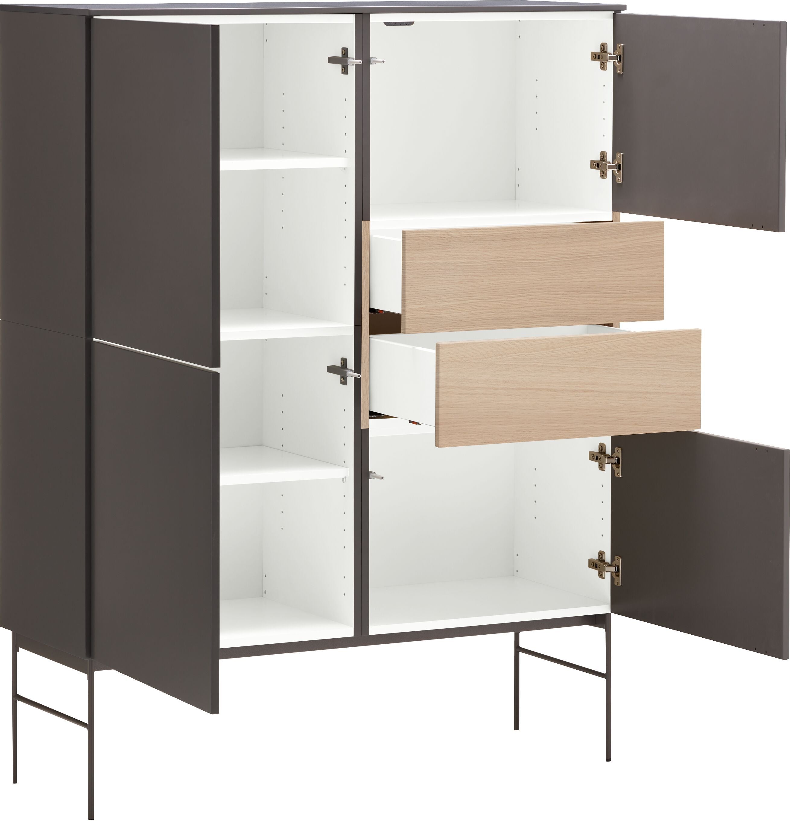 TILL Highboard - Dunkelgrau / B: 112.0 cm x T: 41.0 cm x H: 146.4 cm