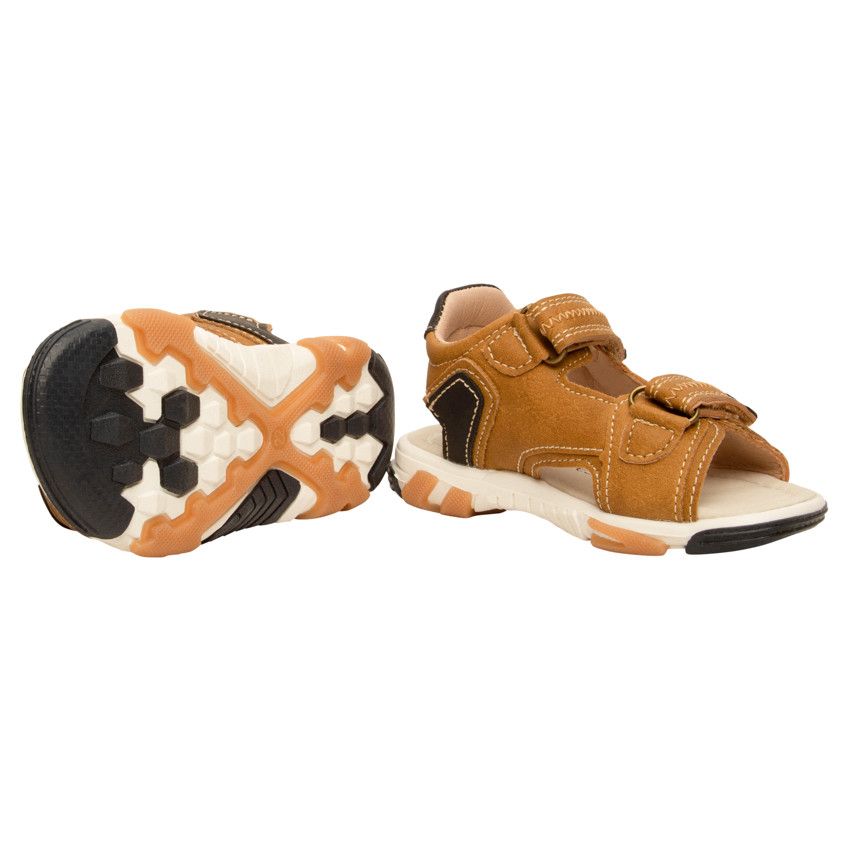 Sandale camel à double velcros pour bébé garçon - Camel