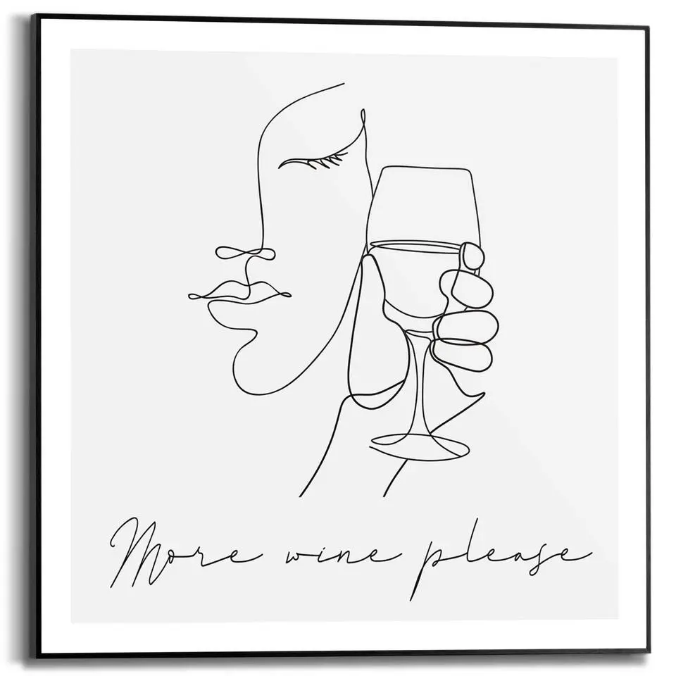 Schilderij More wine please - 50x50cm - Zwart-Wit