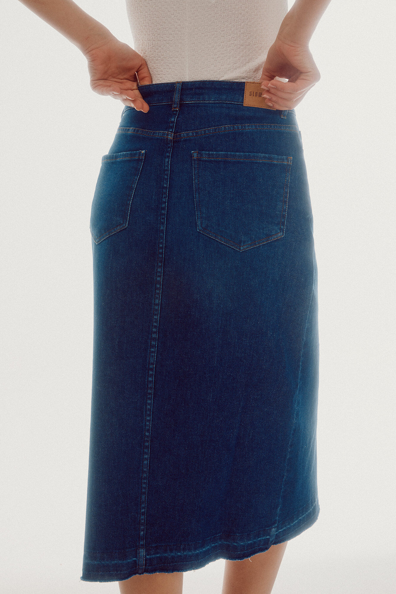 Saia jeans longa - Azul