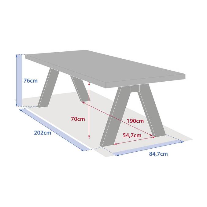 Table de jardin rectangulaire VENIZIA Effet travertin & Acacia