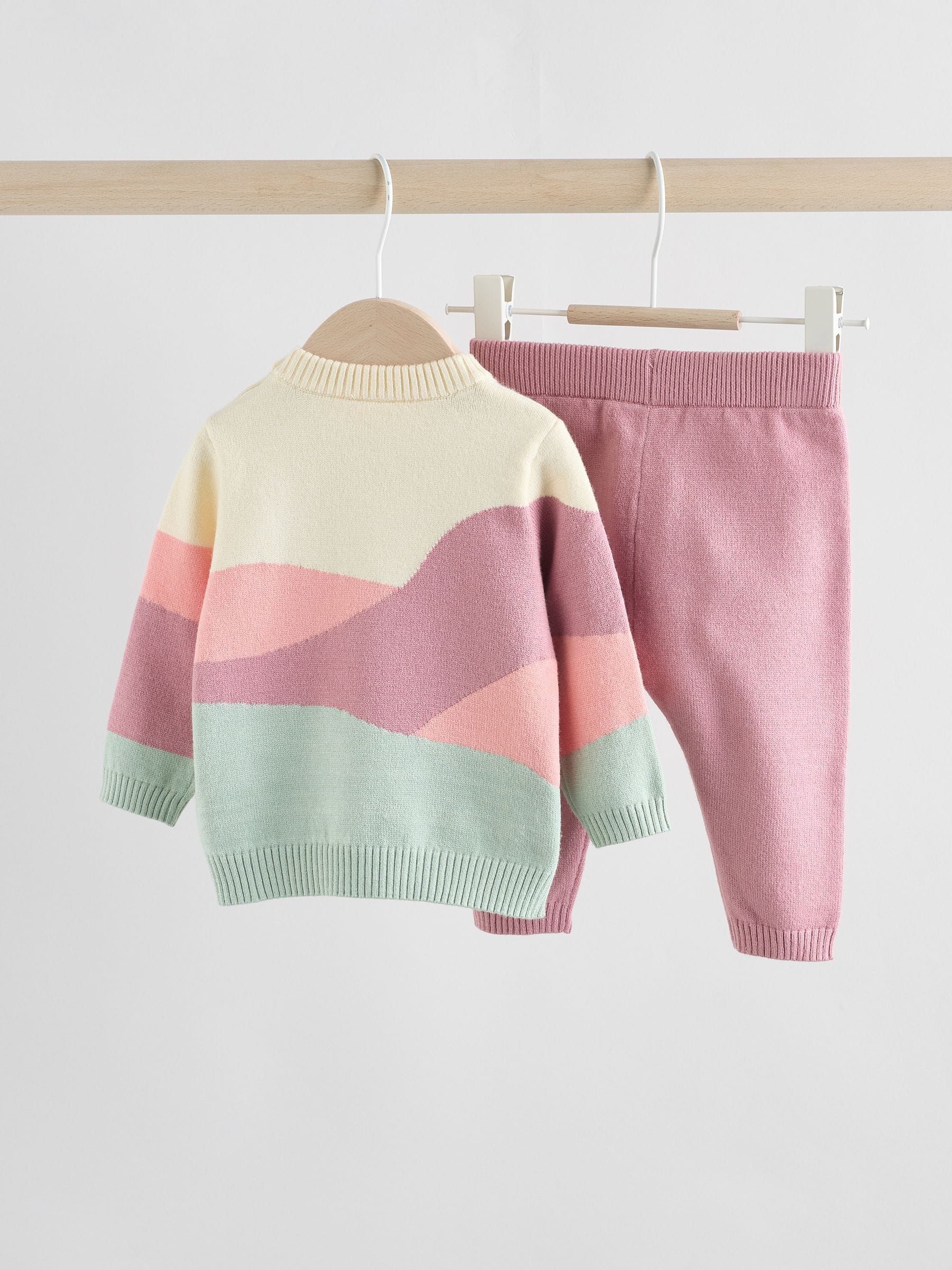 Pink Sheep Scene - Gebreide babytrui en leggings set 2 -delig (0mnd -2jr)