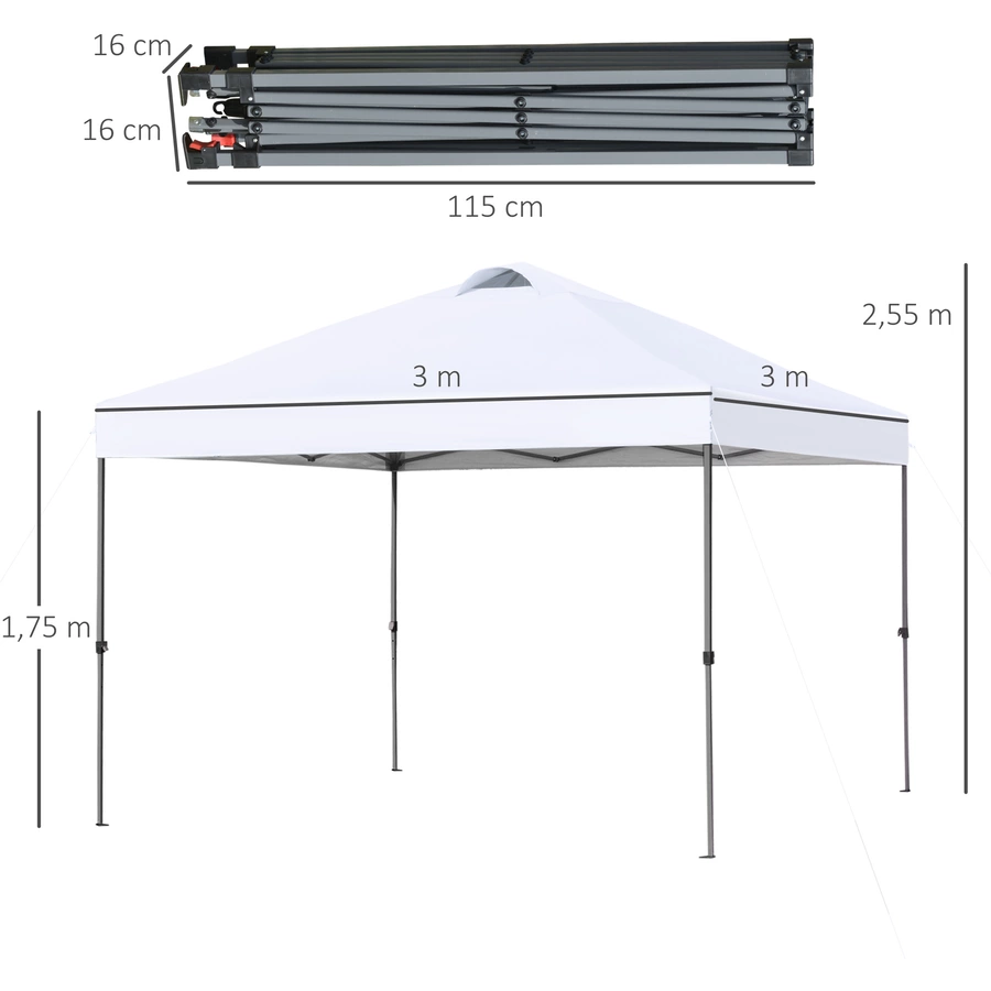 Outsunny Pop-Up-Pavillon zusammenfaltbar weiß