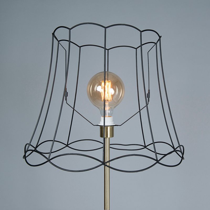 Retro vloerlamp messing met Granny frame zwart 45 cm - Kaso