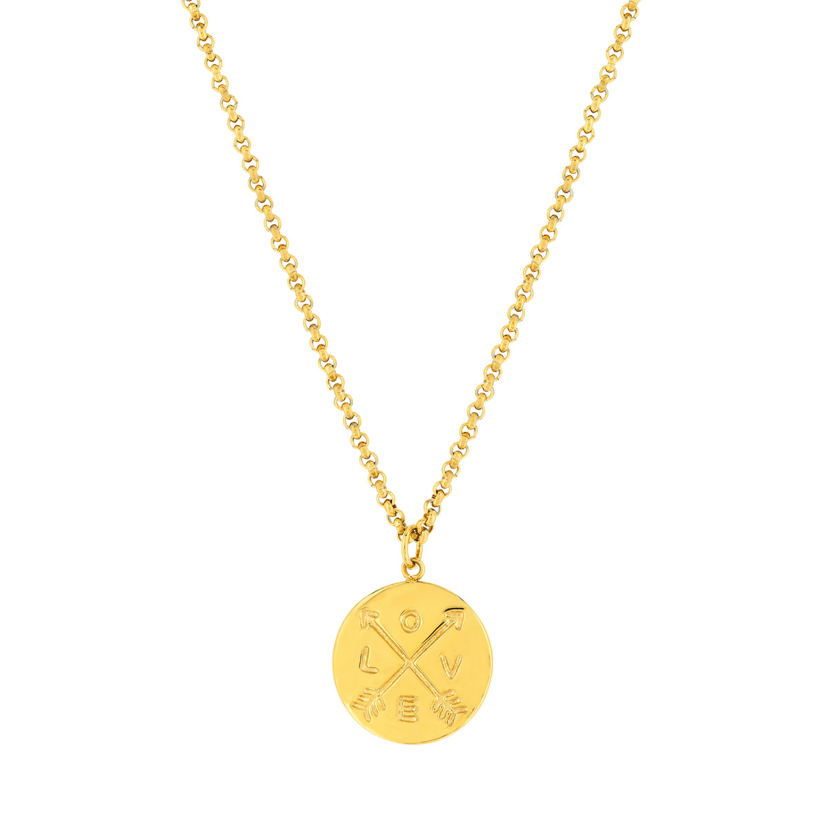 Collier acier doré jaune Love 47 cm.