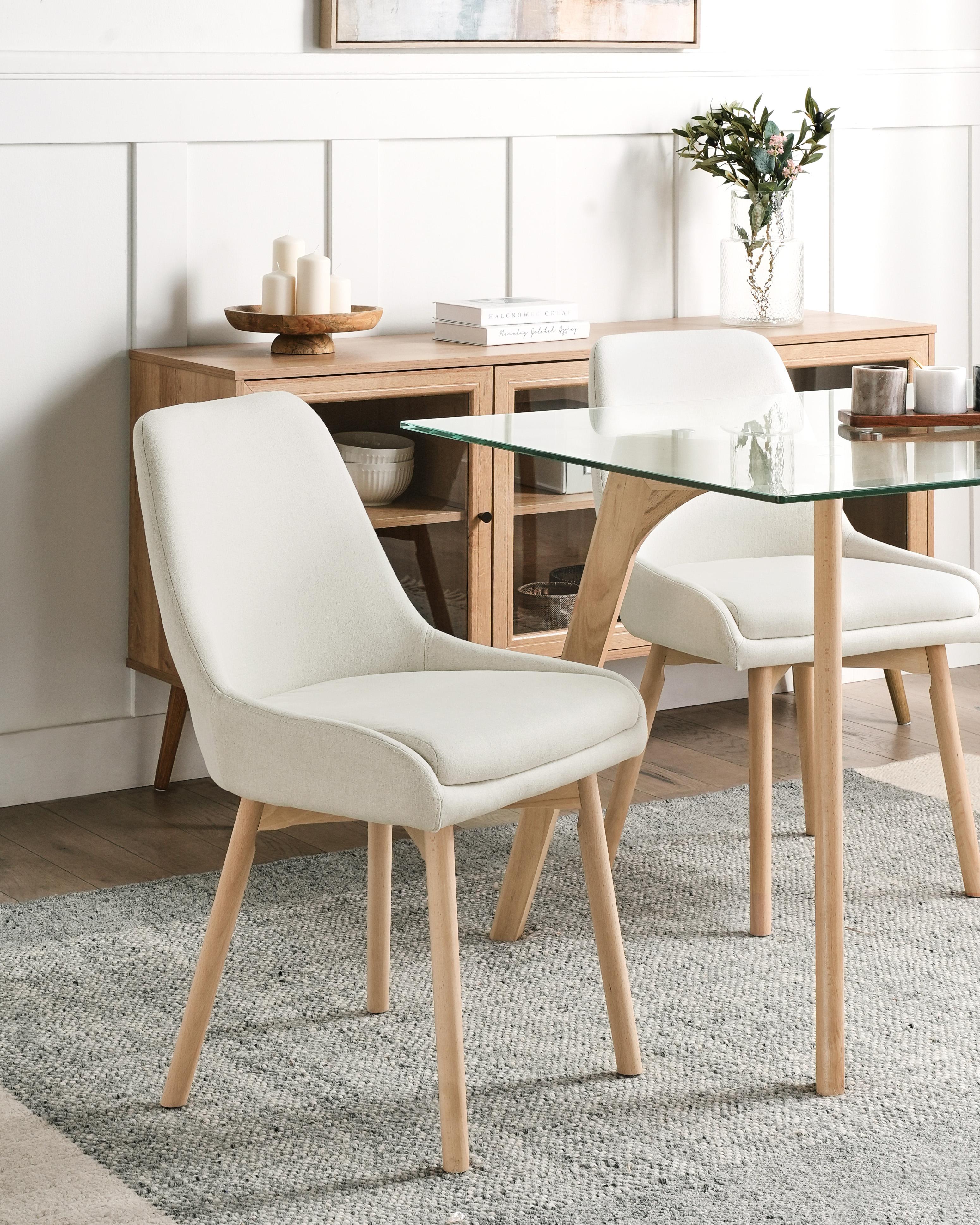 Set van 2 eetkamerstoelen MELFORT Stof Gebroken wit