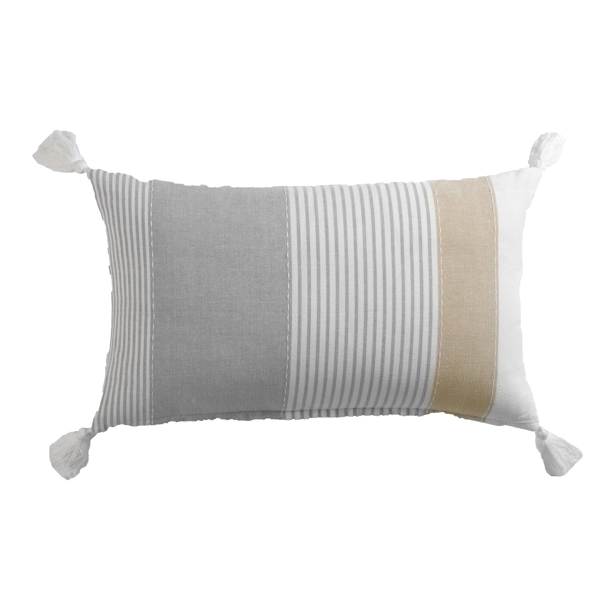 COUSSIN DEHOUSSABLE POMPONS 30X50CM COTON IMPRIME ILIADE