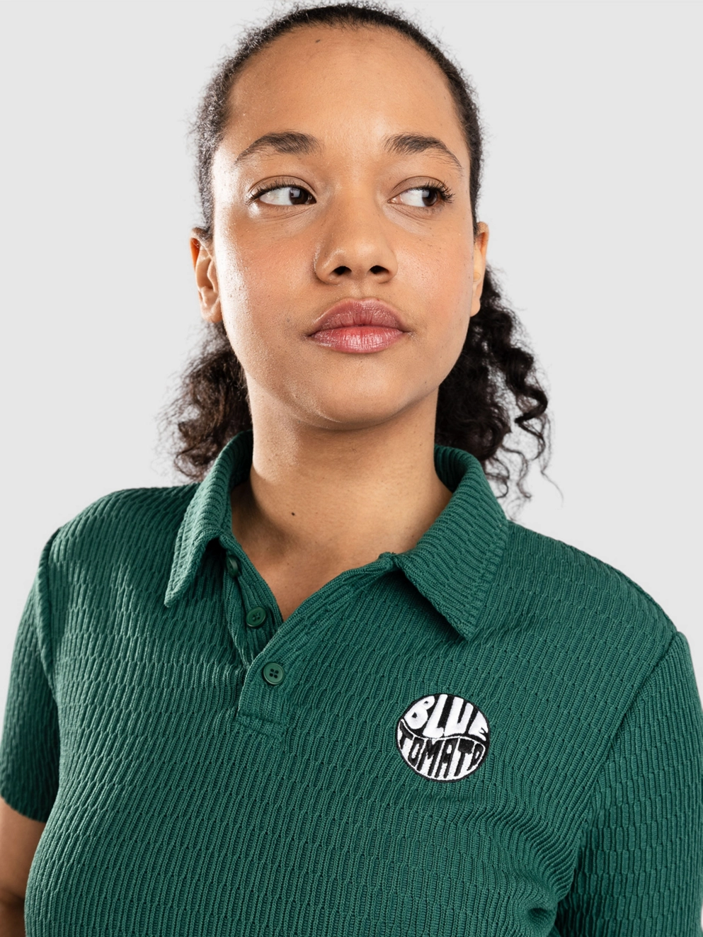 Blue Tomato Knitted Polo dark green textured
