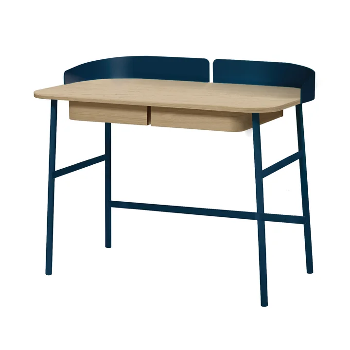 Hartô - Victor Schreibtisch L 100 cm, Eiche natur / blau