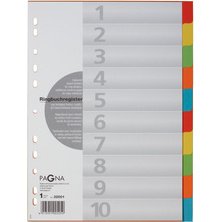 Intercalaires en carton, A4, 10 touches, 5 couleurs