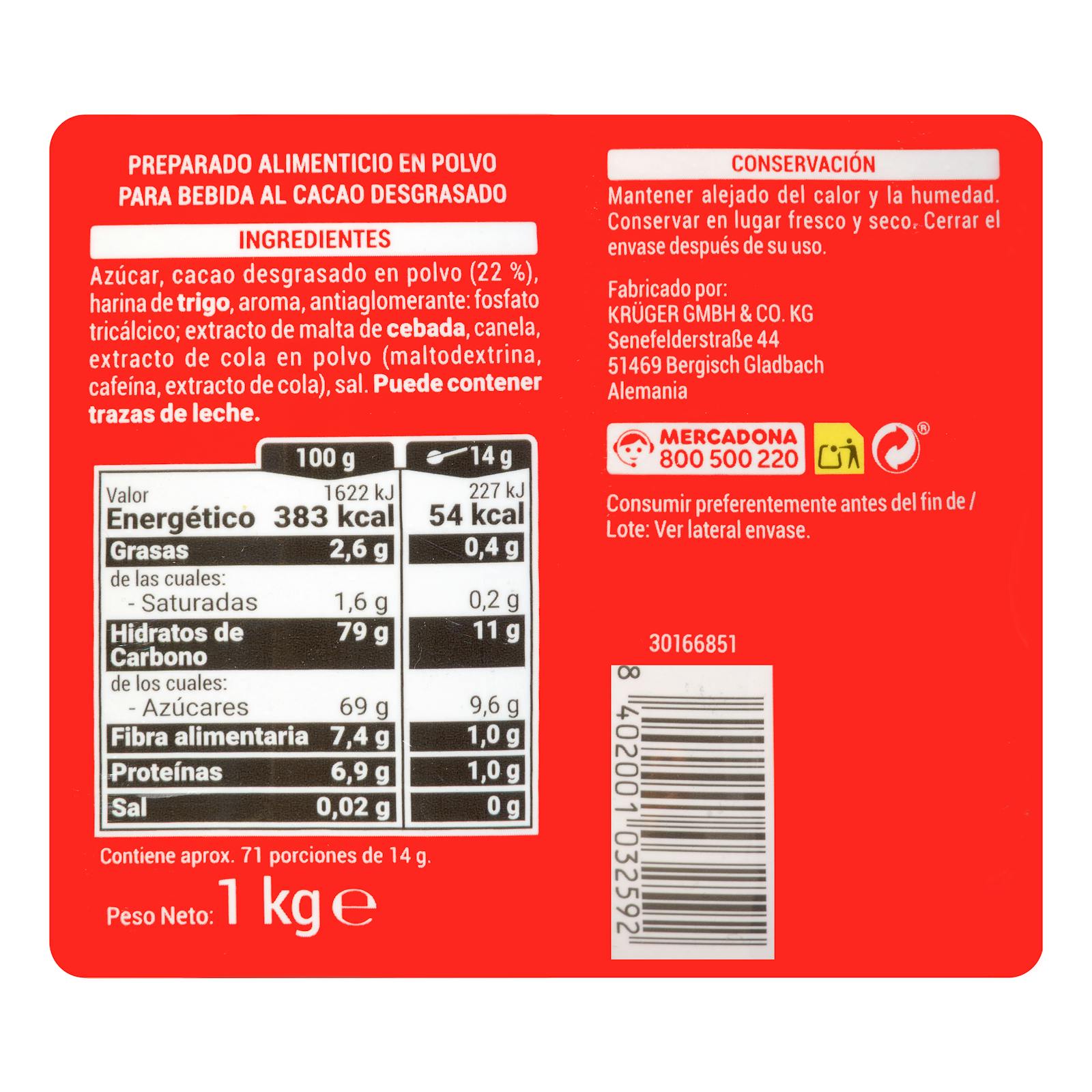 Cacao soluble Hacendado